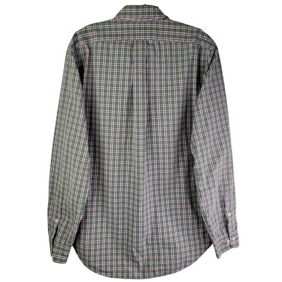 Polo Ralph Lauren Men's Medium Oxford Green Pink Plaid Long Sleeve Button Up - Picture 3 of 8